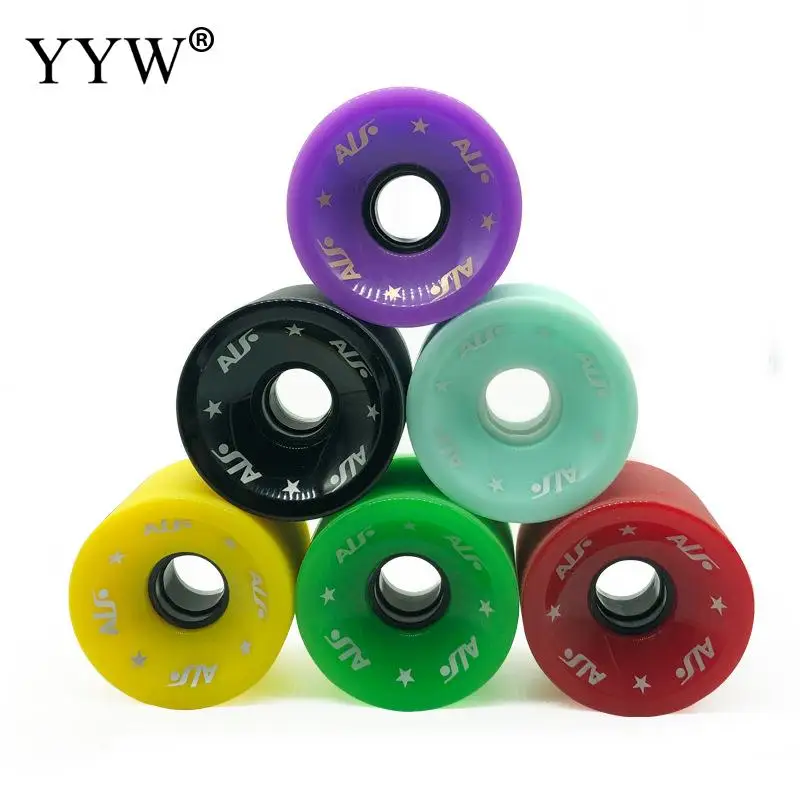 

4pcs 70x51x Mm Pu Rubber Skateboard Wheels Pu Sliding Wheels For Adult Skate Board Black Red Yellow 80a Double Rocker Wheels