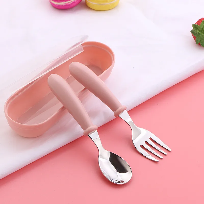 Baby Gadgets Tableware Set Children Utensil Stainless Steel Toddler Dinnerware Cutlery Cartoon Infant Food Feeding Spoon Fork stainless steel cutlery set silicone cutlery set learning spoons fork spoon set baby cutlery
