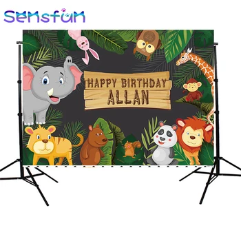 

Zy261 Animals theme Elephant Liong King Backdrops Custom Children Birthday Photography Background Studio Party Decoration
