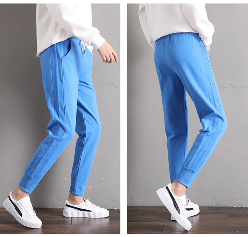 Sweatpants For Women Elastic Waist With Drawstring Lady Trousers Streetwear Pantalones De Mujer Pockets Sashes New Ladies Pants