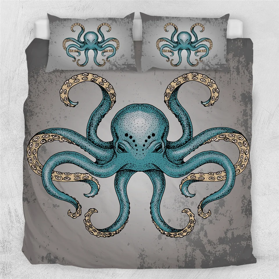 Постельные принадлежности Outlet Octopus постельные принадлежности набор морских животных пододеяльник серый черный покрывала постельное