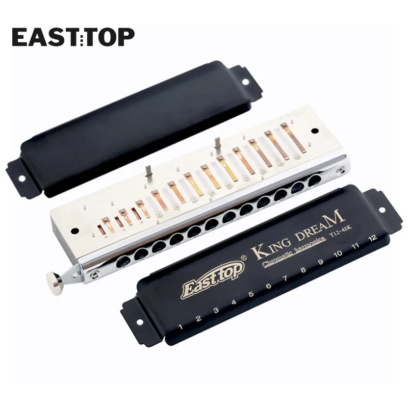 Chromatic harmonica Mouth harp 12-Hole 48 Tones Chromatic Black Harmonica Key of C for Professional Player Students Beginner