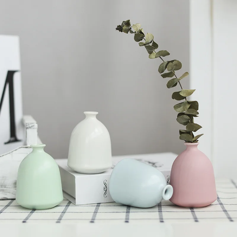 4pcs/set Ceramic Creative Desk Vase Flower Pot Desk Vase Ornament for Home Office Desktop Decoration Crafts