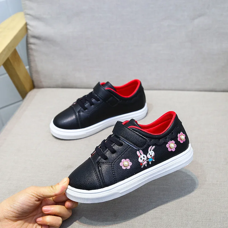 black sneaker girl Детская обувь; детская повседневная обувь; модная обувь; дышащие Спортивные кроссовки на мягкой подошве для девочек; белые брендовые кроссовки - Цвет: black sneaker girl