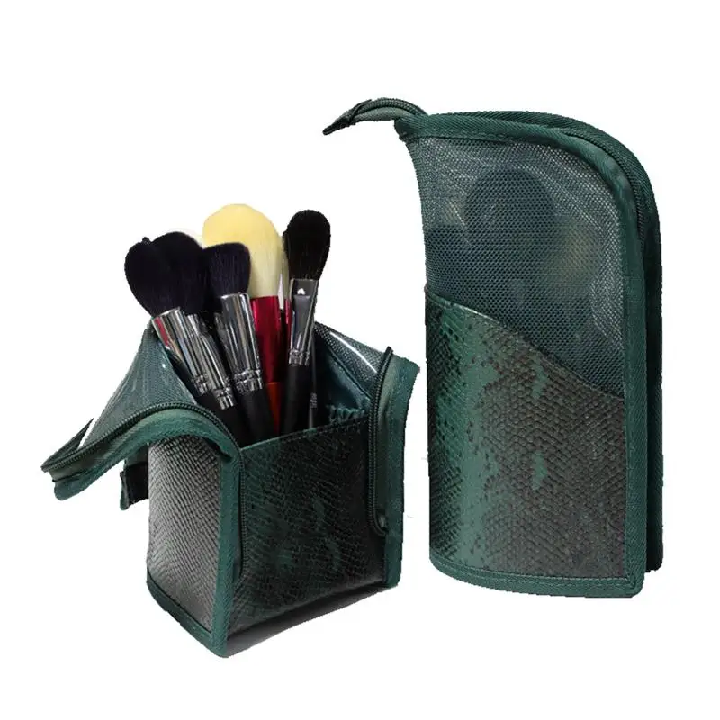 

Makeup Brush Holder Case Cosmetic Brush Pouch Mesh Zippered Standing Organizer Pen Case For Outdoor
