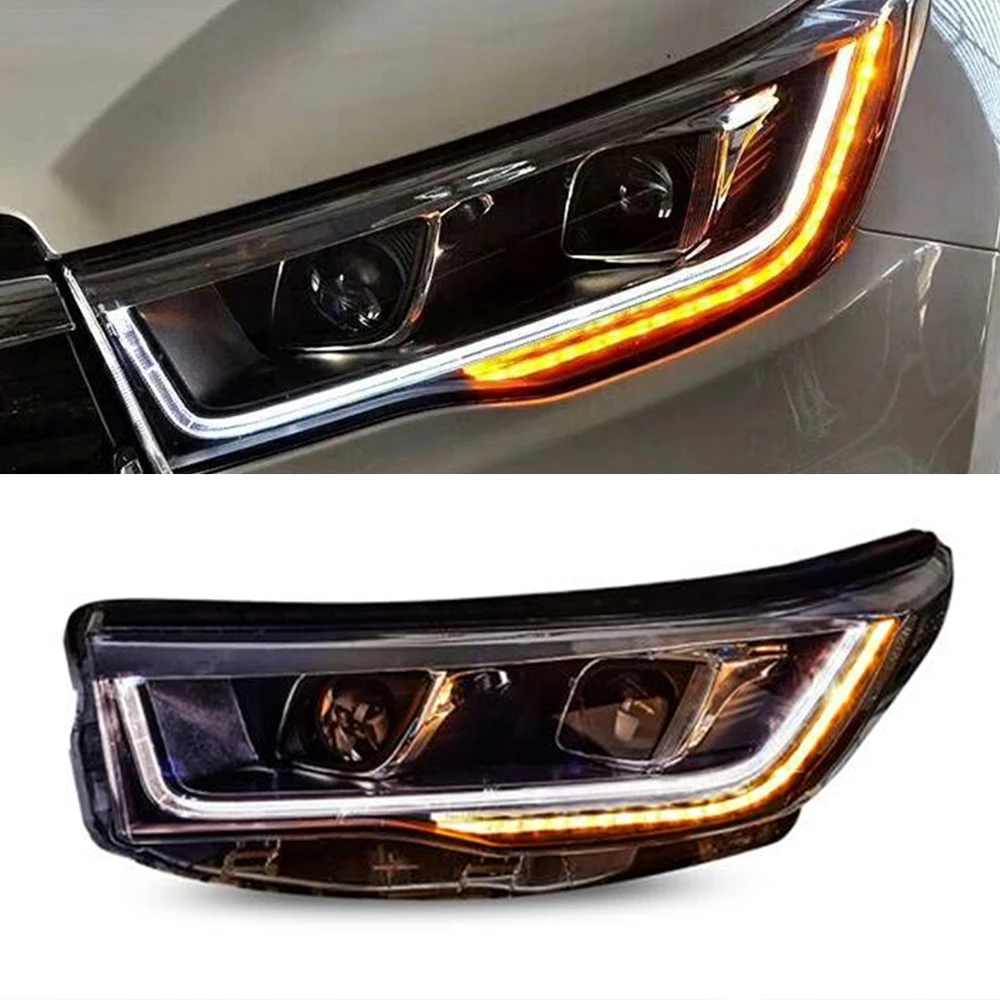 CSCSNL 1 пара светодиодный фонарь DRL Bi Xenon объектив дальнего ближнего света парковочный туман для Toyota Highlander Kluger фары