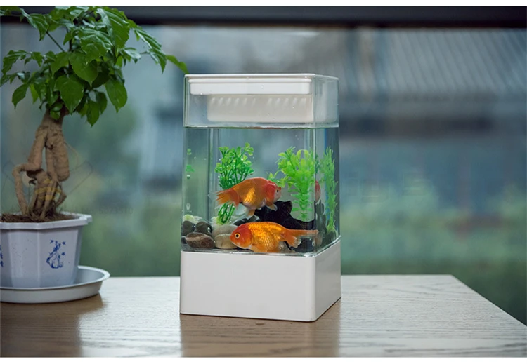 Самоочищающийся аквариум для рыб, маленький аквариум, офисный домашний рабочий стол, креативный маленький ленивый аквариум для рыб,, интерьер