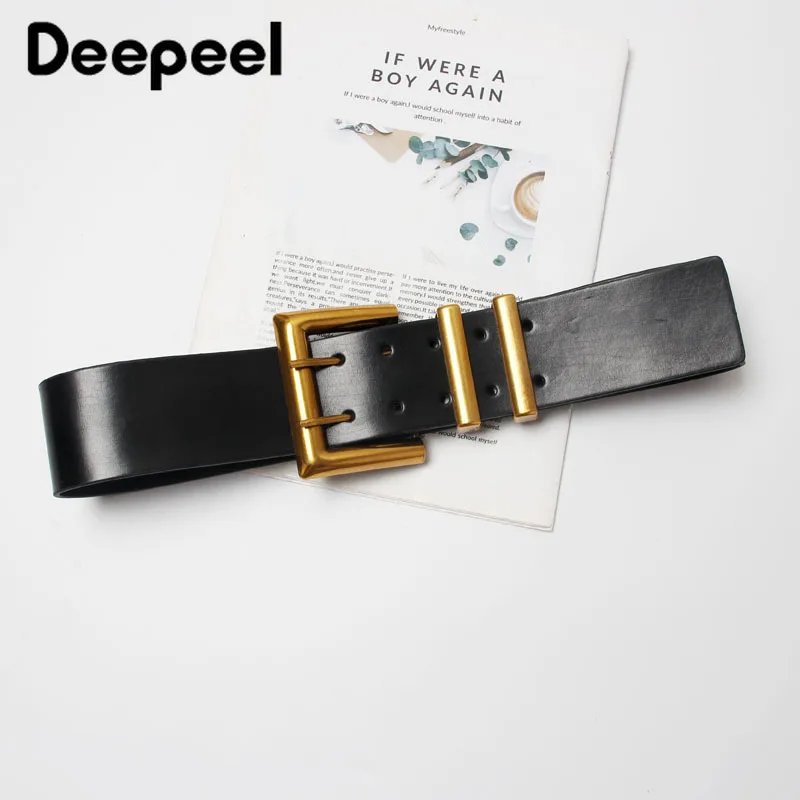 Deepeel 1 шт., 5,6*100 см, женский пояс с высокой талией, двойной ряд, металлическая пряжка, квадратная пряжка, ремень из натуральной кожи YK734
