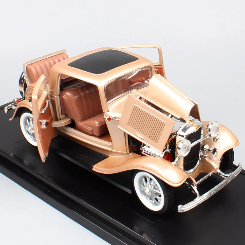 Детская Классика 1/18 Ретро 1932 модель ford B 3-Window Coupe Deuce Gold car scale Diecasts& Toy Vehicles авто металлический сувенир