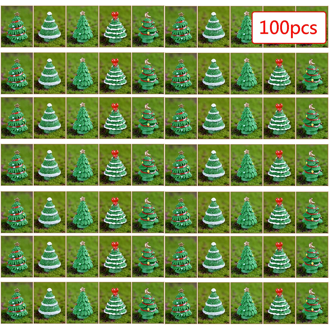 

100Pcs 2.8cm Large Size Sand Table Micro Landscape Christmas Tree Model - Dark Green (Random Type)