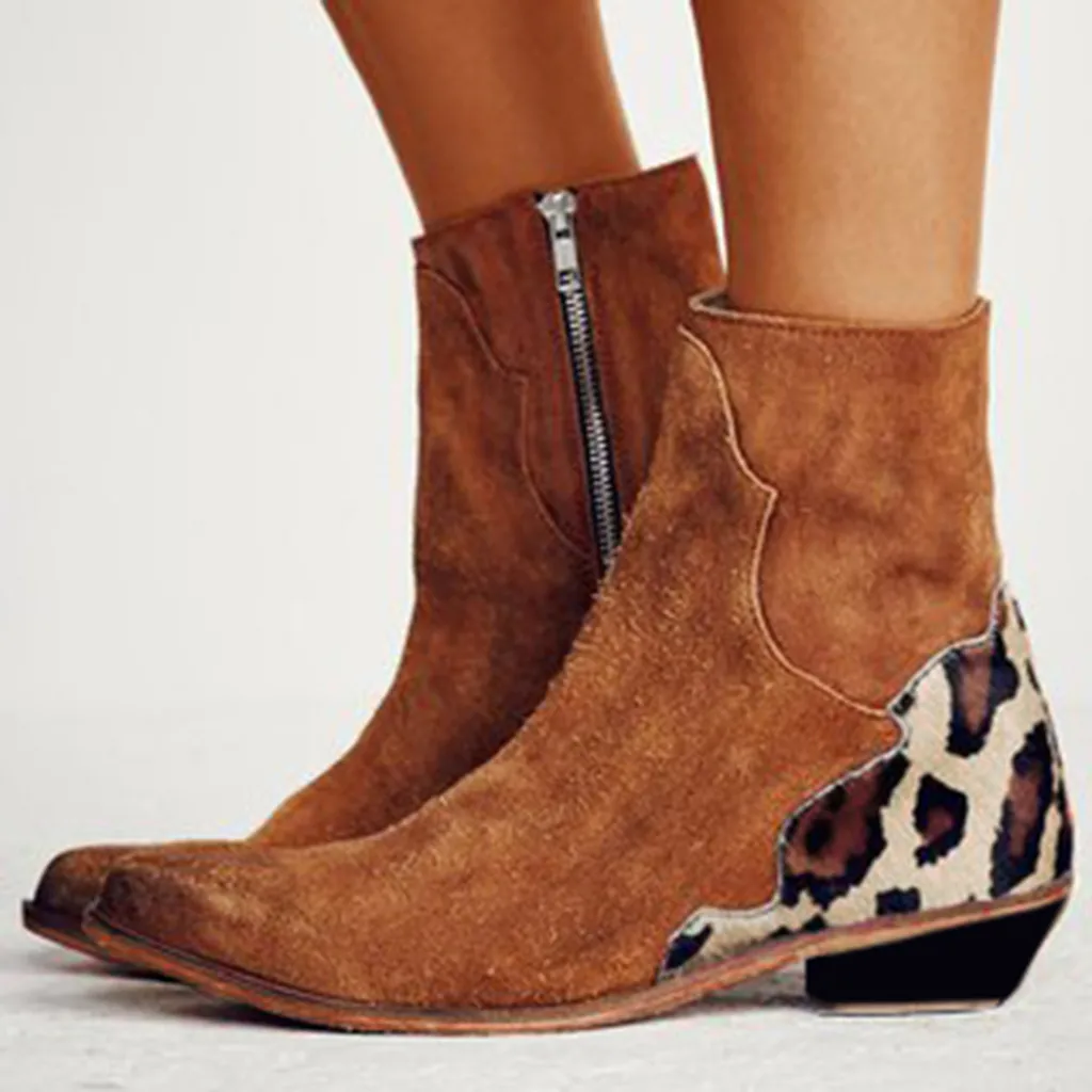 

Leopard Chelsea Boots Women's Rome Ankle Boots Autumn Pointed Knight Boot Female Fashion Retro Low Heel Casual Shoes Classic