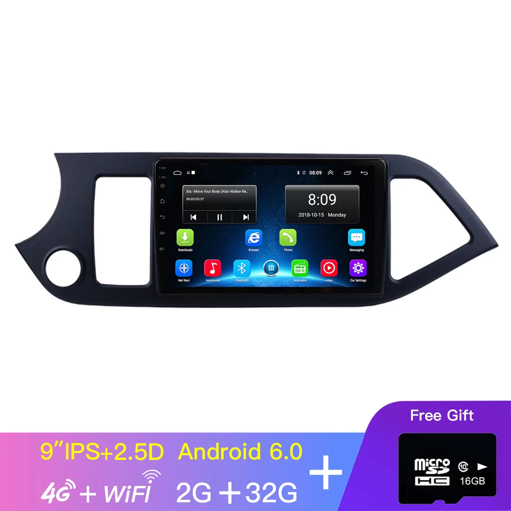 EKIY 9 ''ips Android автомобильный DvD gps мультимедийный плеер для 2011 2012 2013 KIA PICANTO Утро gps головное устройство Wi-Fi, 4 ядра No 2 Din - Цвет: C9-HY-2-32-4G