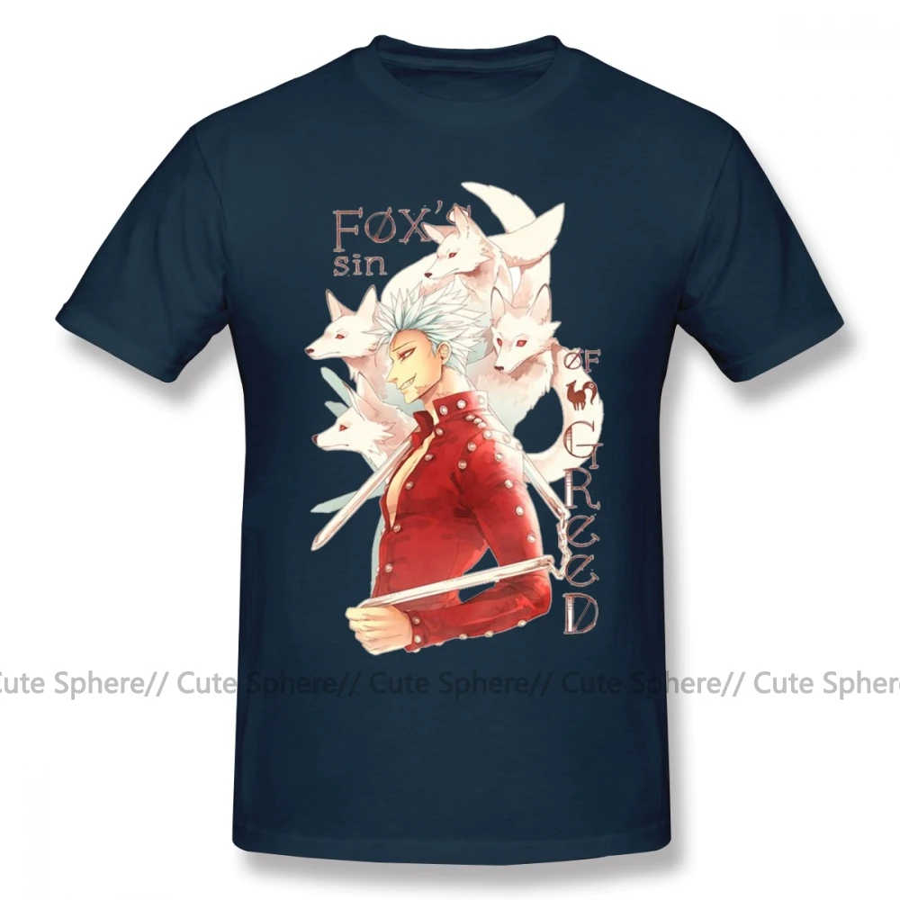 Футболка Seven Deadly Sins, Seven Deadly Sins BAN, Мужская футболка, потрясающая, футболка, 100 хлопок, Пляжная, негабаритная, графическая футболка - Цвет: Navy Blue