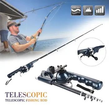 

Fish Pole Practical Durable Black Carbon Steel Fishing Rod Reel Bonding Tools Telescopic Pole Portable Folding Fishing Rod