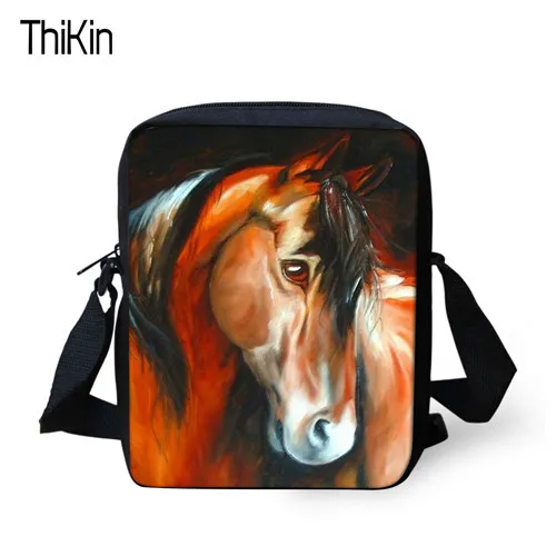 THIKIN Crazy Horse мини-сумка через плечо, повседневная сумка на плечо для женщин и мужчин, сумки-мессенджеры для девочек и мальчиков, сумка для книг, пляжная сумка - Цвет: as picture