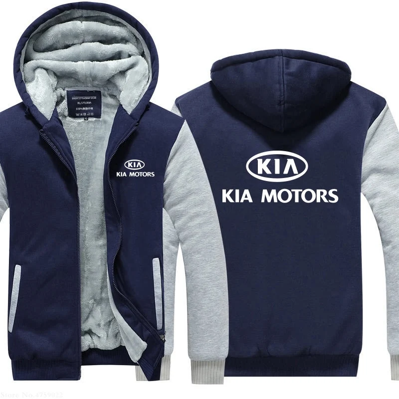 Осенне-зимнее мужское худи, теплая толстовка KIA Motor, рекламная куртка, утепленные пальто, флисовая одежда на молнии