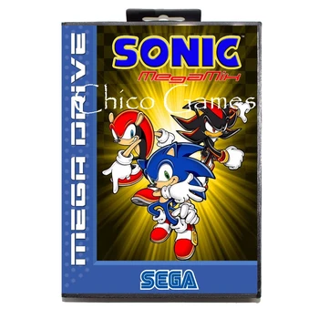 

Sega MD games card -Sonic Megamix EU Cover for Sega MegaDrive Video Game Console 16 bit MD card