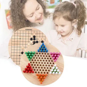 

2020 children's puzzle parent-child interactive fun board game Black and white backgammon two in one train handmade skills
