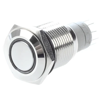 

Angel Eye WHITE Led 16mm 12V stainless Steel Switch Latching Push Button 5 Pin