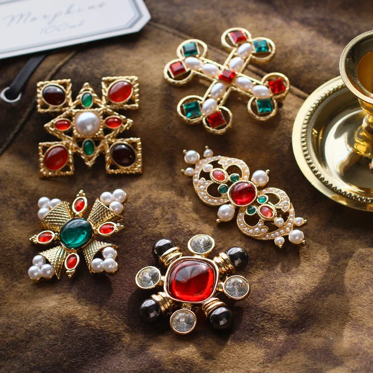 Женская Брошь с жемчугом и рубинами брошь в старинном стиле жемчужинами |