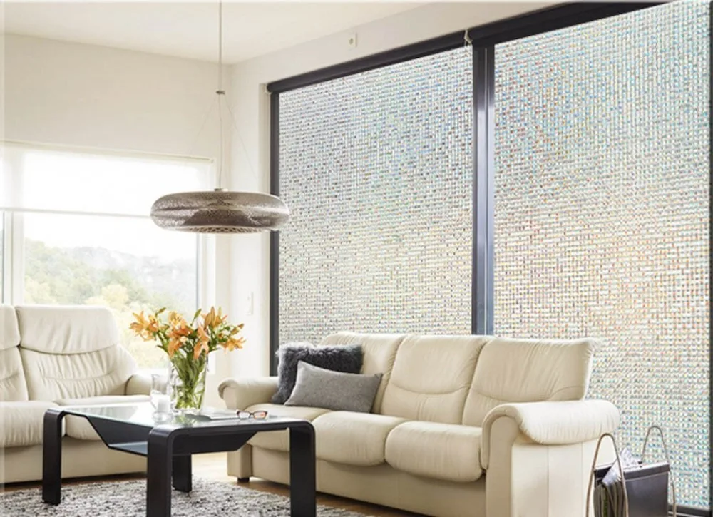 Mosaic Pattern Multi-Size S00tatic Cling 3D Laser Anti-UV Home Privacy Protection Home Security Reusable Foil