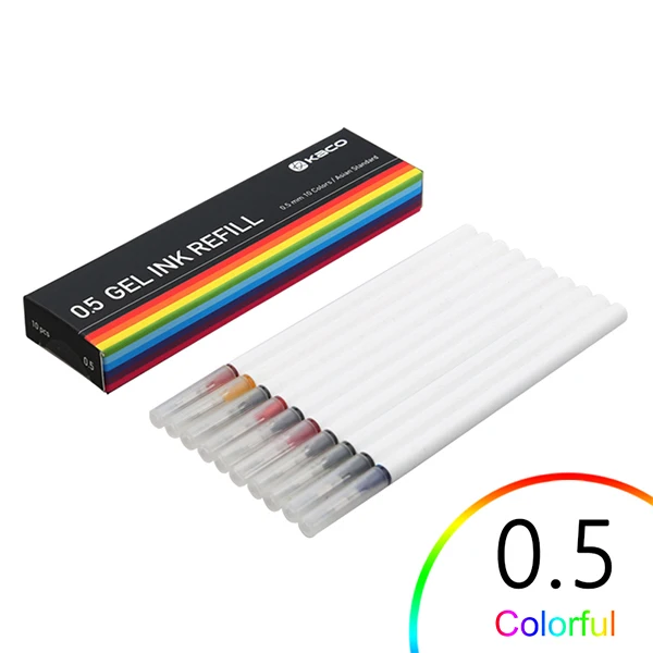 10 Colorful Refill 10 шт./упак. Xiaomi KACO Ручка гелевая ручка 0,5 мм вместимость гладкая чернила прочная подставка Винтаж Цвет Макарон для студентов - Цвет: 10 Colorful Refill