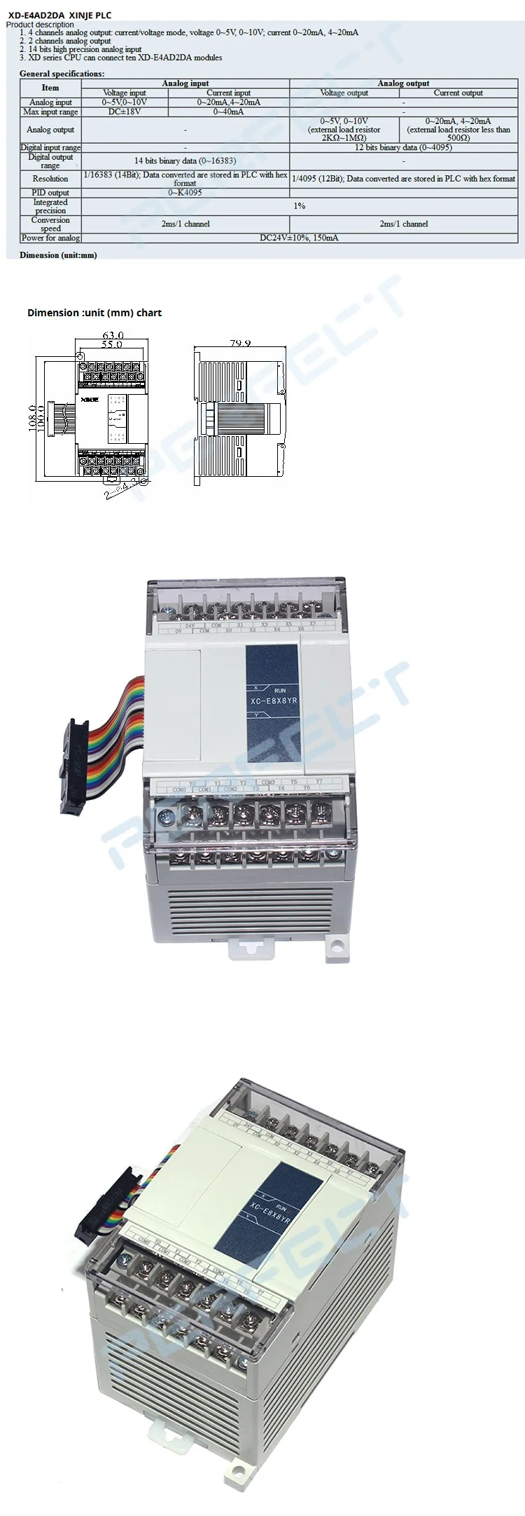 XD-E4AD2DA Xinje XD серии, XD PLC модуль расширения серии XD cpu может подключить десять XD-E4AD2DA модули