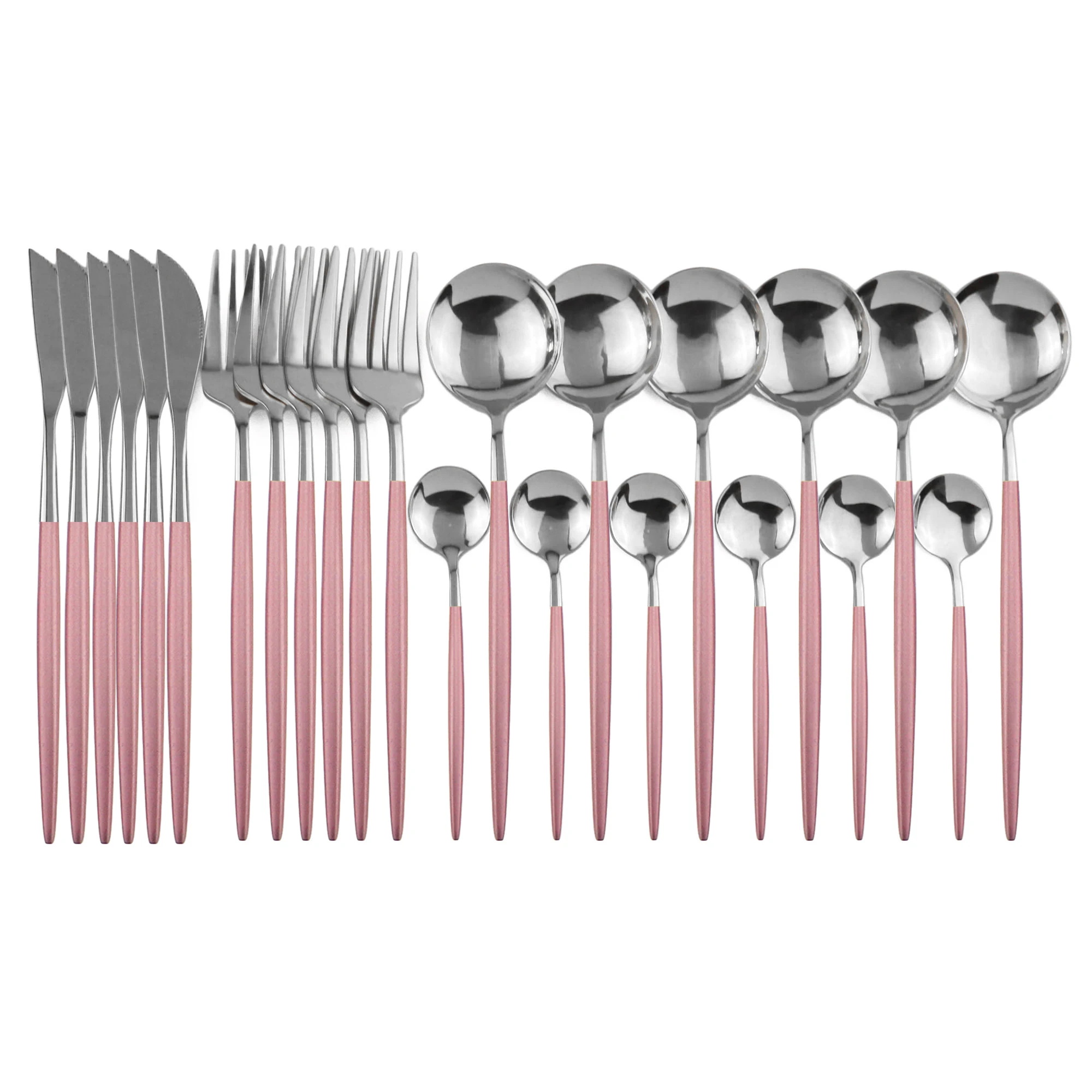 24Pcs Pink Silver 24 шт./компл. черный набор столовых приборов золотистого 18/10 Нержавеющая сталь Посуда Столовые приборы посуда набор посуды Ножи, столовая ложка, вилка, дропшиппинг - Цвет: 24Pcs Pink Silver