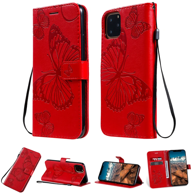 Флип-чехол с 3D бабочкой для iPhone 11 Pro Max XR XS max X Wallet кожаный чехол для iPhone 6 6s 7 8 Plus 5 5S SE чехол Funda