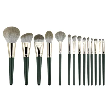 

14 Makeup Brushes Set Powder Blush High Gloss Beauty Tool Super Soft Full Eye Shadow Loose Forest Cloud Oil Painting Green