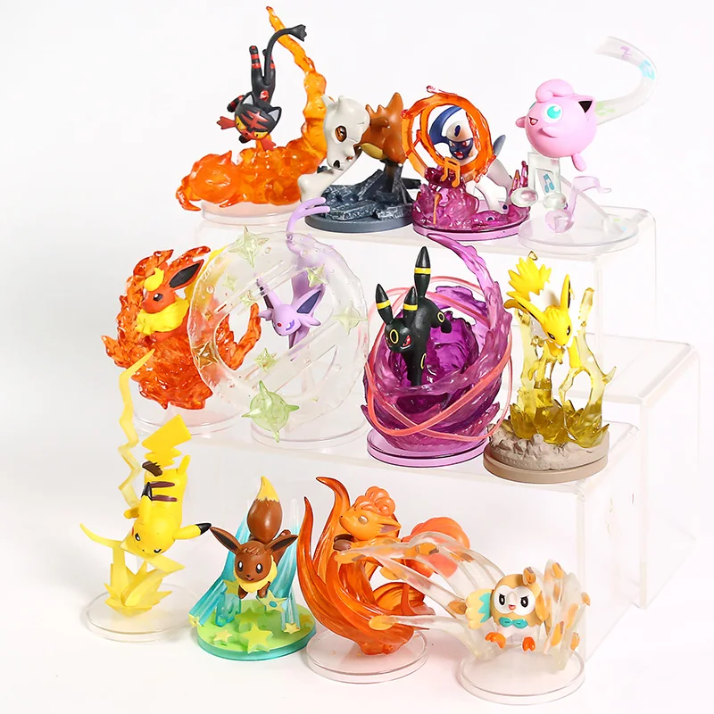 Монстры файтинги фланелеон Jolteon Umbreon eeevee Vulpix Rowlet Jigglypuff Cubone Litten Espeon Absol ПВХ Фигурки игрушки 6 шт./компл