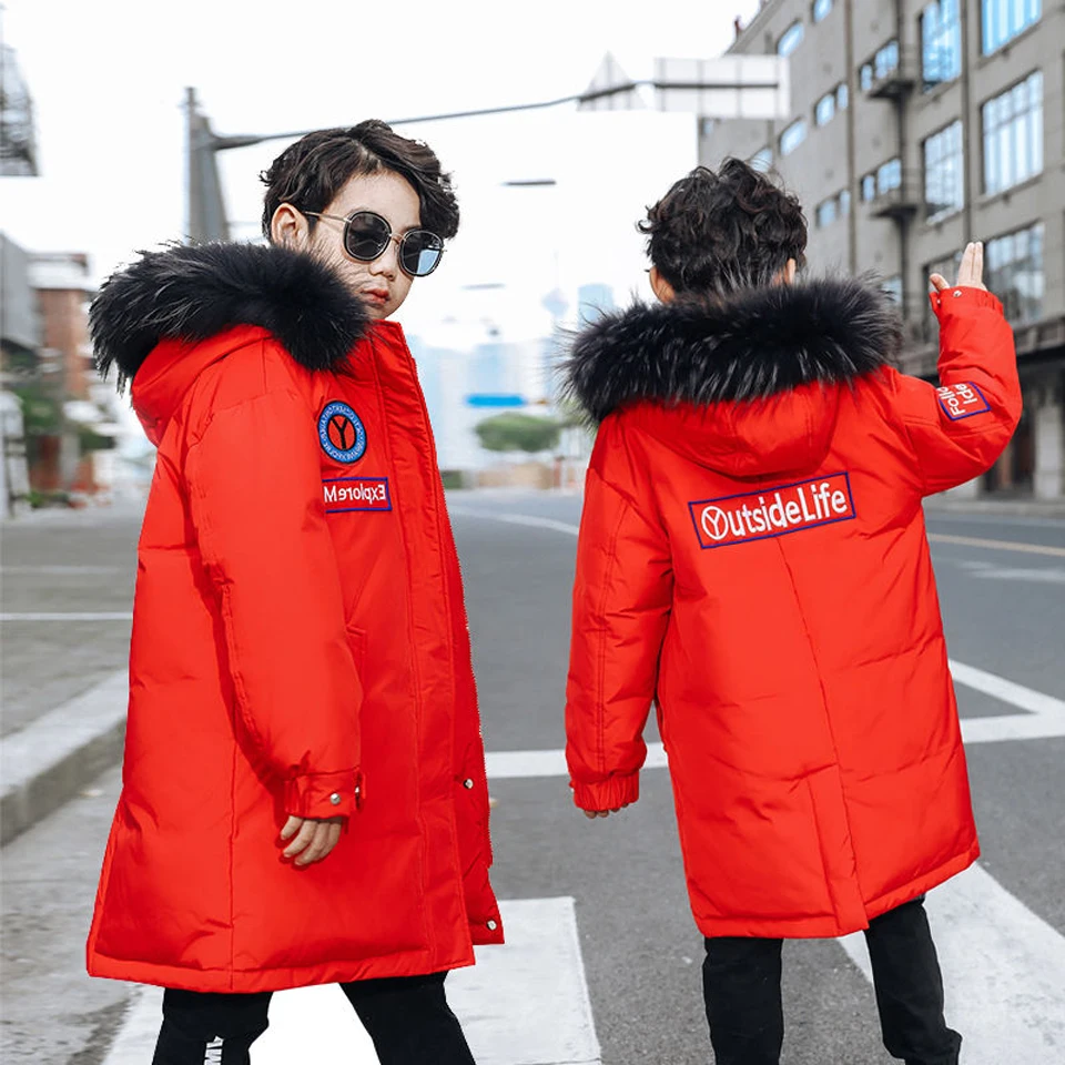 Coat Kids Winter Children Down Cotton Parkas Winter Kids Outerwear Boys Casual Warm Hooded Jacket for Boys Teenagers Clothing