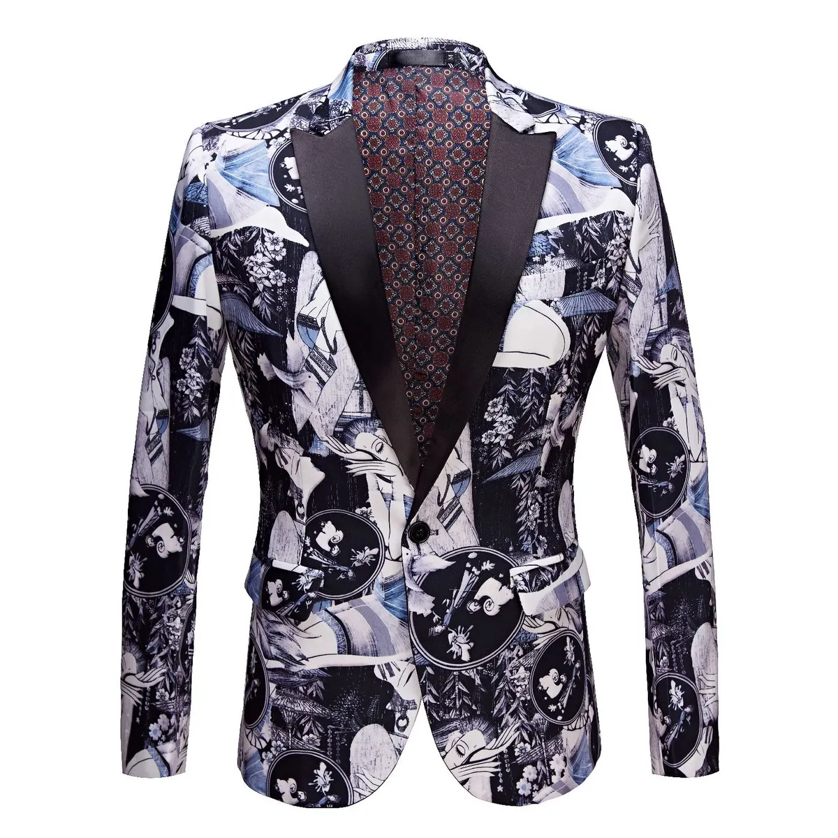 20 closure lapel Aismz мужской ретро винтажный художественный Повседневный Блейзер красивый дизайн с принтом мужской модный костюм куртка певица костюм пальто - Цвет: 20 closure lapel