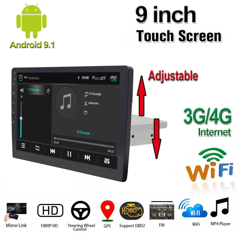 9 дюймовый автомобильный Радио плеер 1Din Android 1 мультимедиа 4G интернет Wi Fi BT GPS с