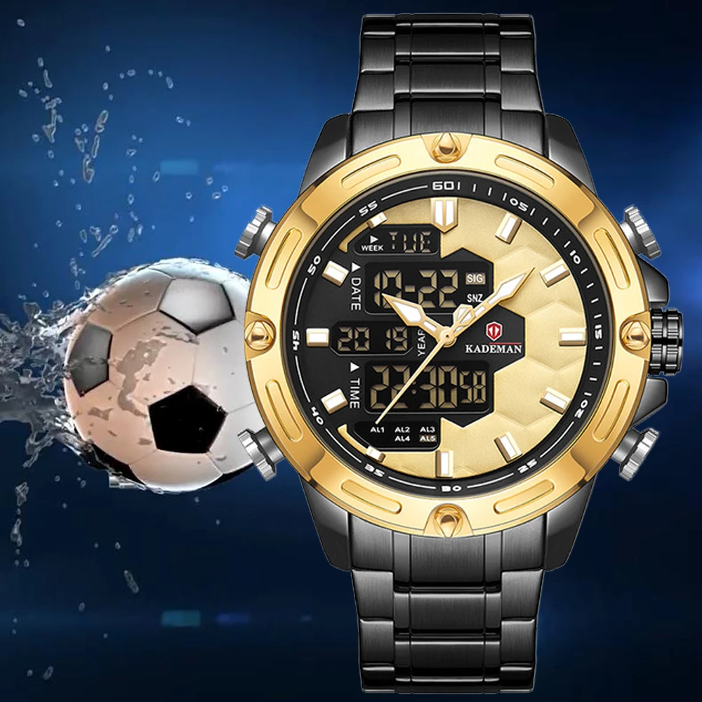 Top Luxury Brand Men Gold Watch Man Military Sport Quartz Wrist Watches Stainless Steel LED Digital Clock Relogio Masculino | Наручные