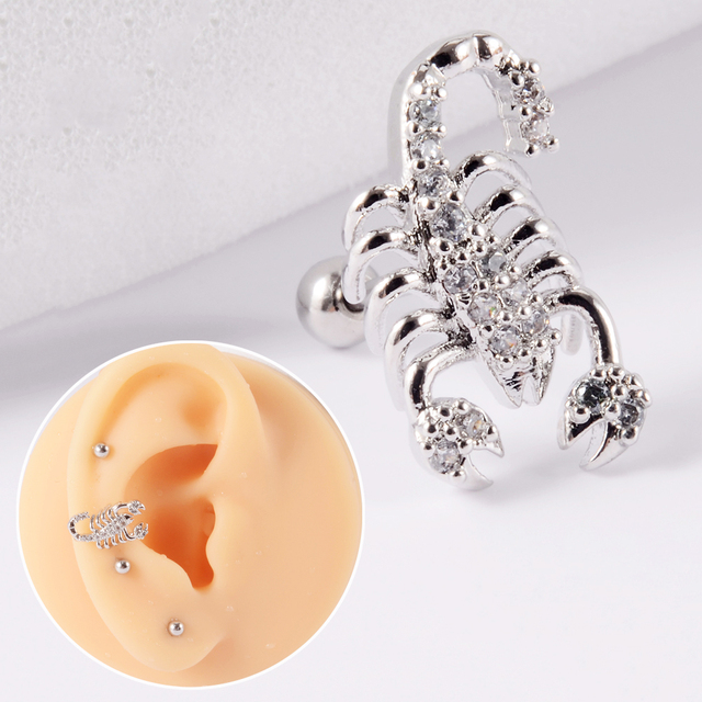 361L Surgical Steel Cz Ear Tragus Cartilage Crystal Lightning Snake Lobe Earrings Helix Earring Barbell Piercing Jewelry 20G