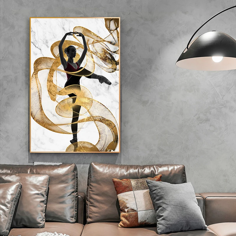 Gold-Ribbon-Flying-Dancer-Girl-Wall-Art-Canvas-Abstract-Poster-Prints-Painting-Modern-Decoration-Picture-Living (1)