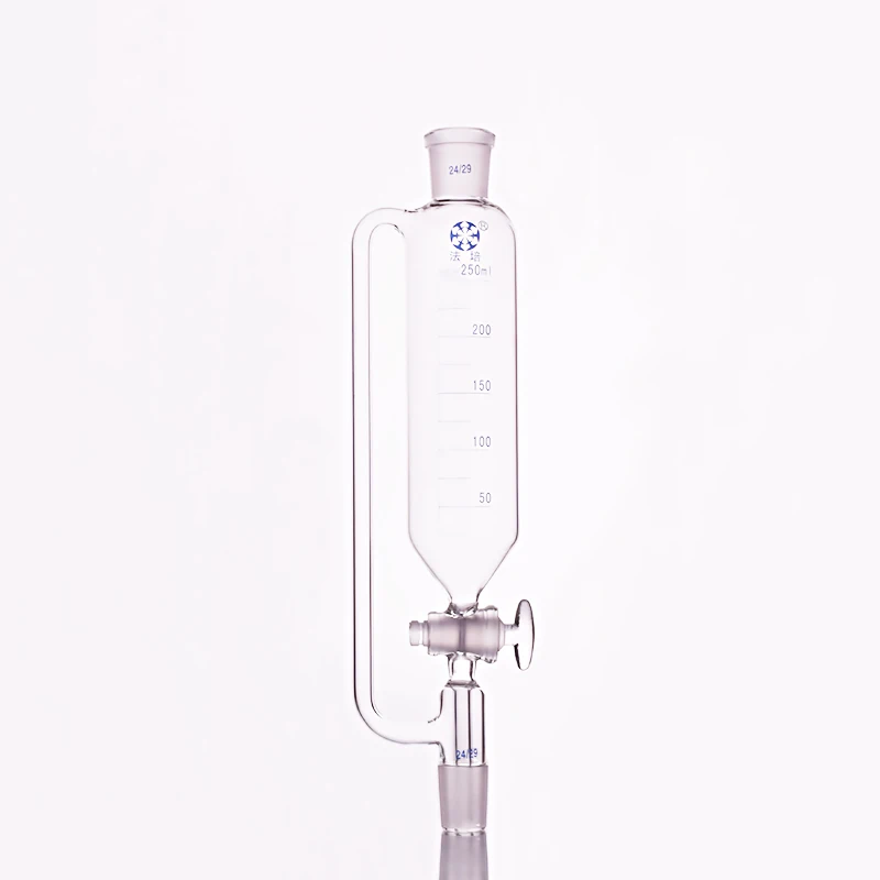 

Separatory funnel constant pressure cylindrical shape,standard ground mouth.Capacity 250ml,Joint 24/29+24/29,Glass switch valve