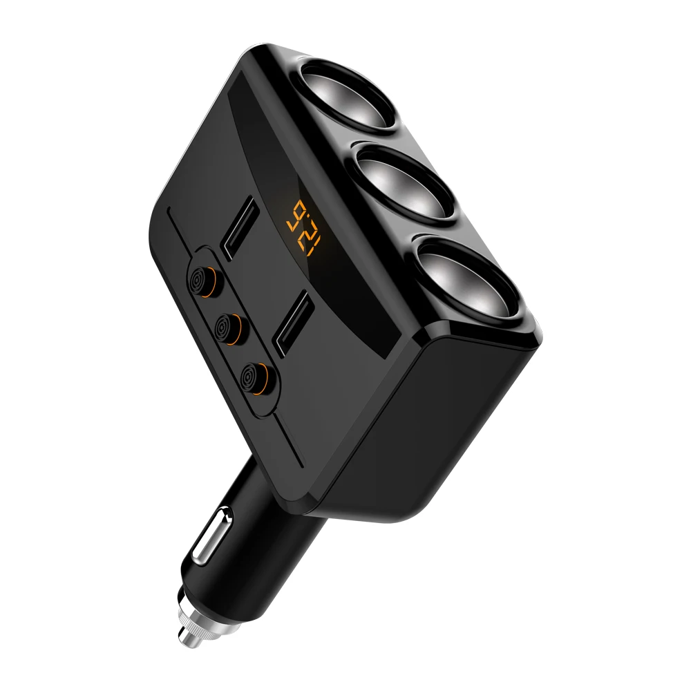 Автомобильный разветвитель с тремя розетками и двумя USB портами 3 1 А|Адаптер