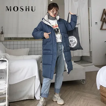 

Women Winter Thick Long Parka Fashion Cotton Keep Warm Coats Female Korea Style Casual Pocket Zipper Down Jackets 2019