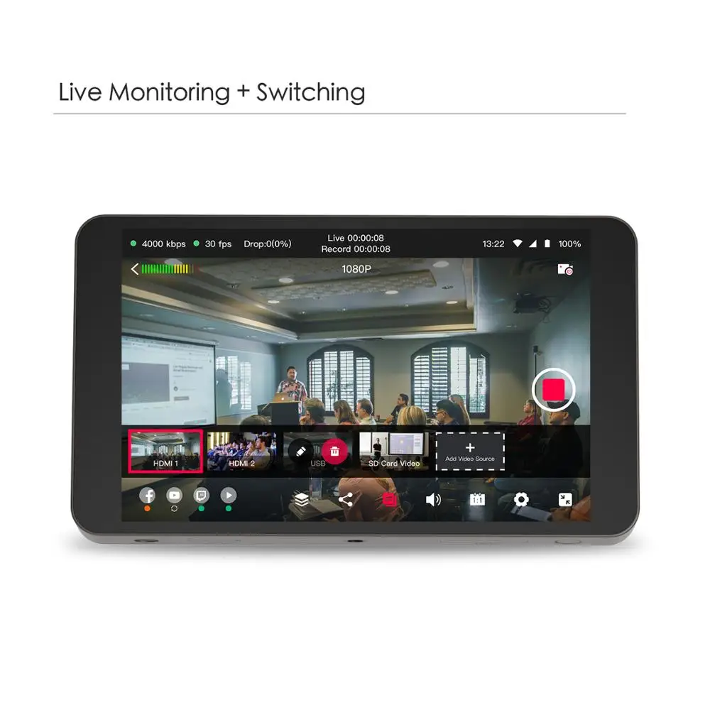 YoloLiv YoloBox Portable Multi-Camera Live Streaming Studio Device Encoder Switcher Recorder Monitor 4 in 1 Equipment