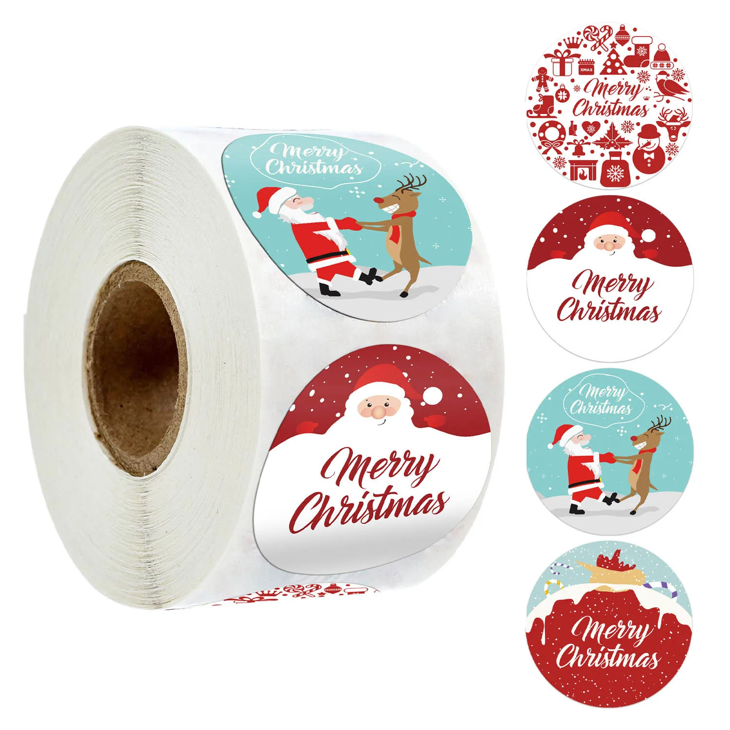 

100-500Pcs 1inch Merry Christmas Stickers Animals Snowman Trees Decorative Stickers Gift Box Package Label Scrapbooking Sticker