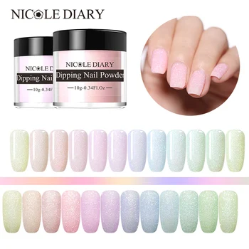 

NICOLE DIARY Blinking Dipping Nail Powder Colorful Sweet Dip Glitter Chrome Nail Art Decorations Dipping Base Top Activator