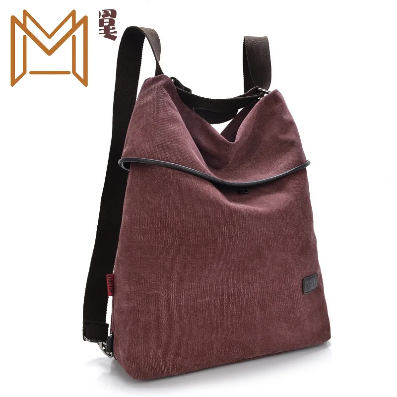 

Woman Package 2019 More Function Canvas Bag Both Shoulders Package School Wind Woman Package Backpack