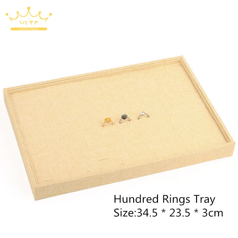 Ring Earring Tray Showcase Pendant Organizer Jewellry Display Holder Linen Jewelry Trays Series Necklace Display Holder