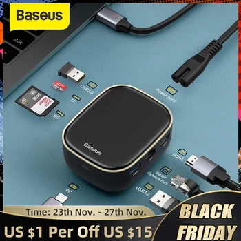 

Baseus 2 in 1 USB Charger HUB USB Type C HUB for Macbook Pro USB 3.0 HDMI RJ45 Card Reader Adapter USB HUB Computer Accessories