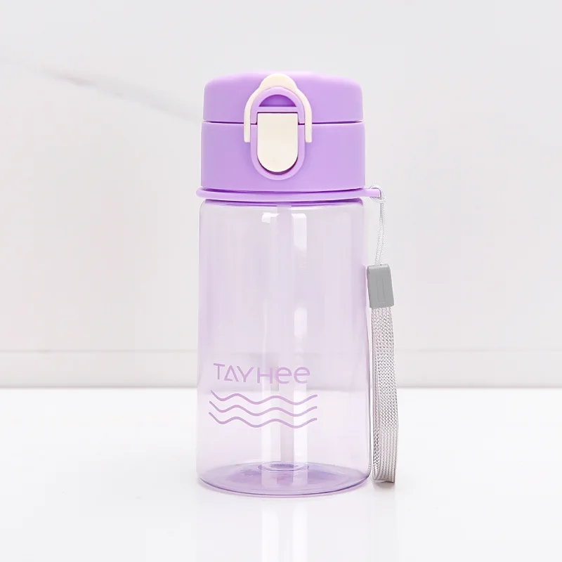 420ml Purple 330/420 мл Экологичные детские бутылки для питьевой воды с героями мультфильмов BPA бесплатно пластиковая соломенная бутылка детская бутылка детский чайник - Цвет: 420ml Purple