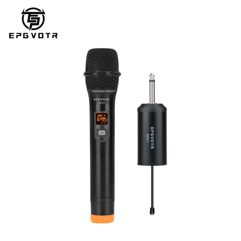 EPGVOTR UHF Wireless Microphone System Dynamic Karaoke Metal Handheld Mic 30 Channel Adjustable Rechargeable Receiver 50meters