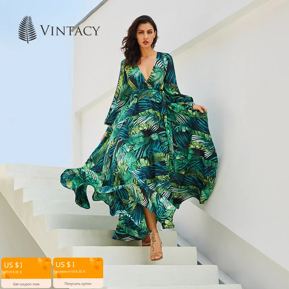Винтажное платье макси с длинным рукавом и V образным вырезом|plus size dress|sleeve dressvintage