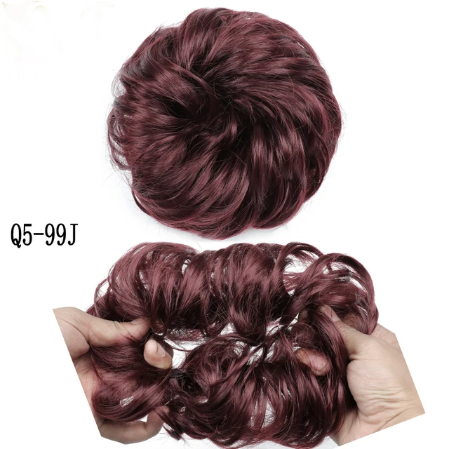 MERISIHAIRHair Extensions Wavy Curly Messy Hair Bun Extensions Donut Hair Chignons Hair Piece Wig Hairpiece headwear rings ring 99J